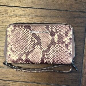 Michael Kors Pink Snake Print Wristlet